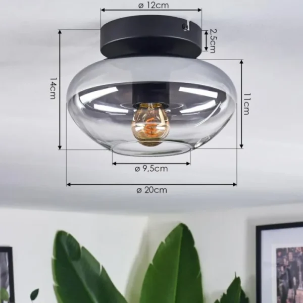 hofstein Mertola Plafonnier Chrome, Fumé, 1 lumière* Lampes Modernes
