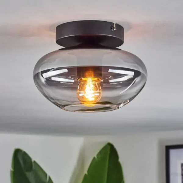 hofstein Mertola Plafonnier Chrome, Fumé, 1 lumière* Lampes Modernes