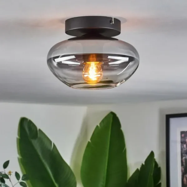 hofstein Mertola Plafonnier Chrome, Fumé, 1 lumière* Lampes Modernes