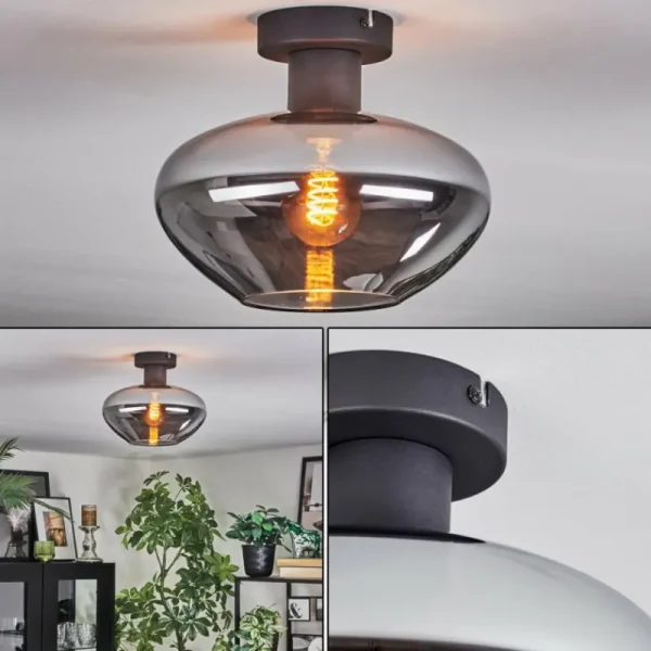 hofstein Mertola Plafonnier Fumé, 1 lumière* Lampes Modernes
