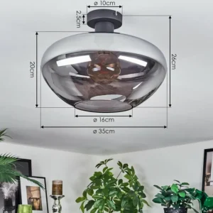 hofstein Mertola Plafonnier Fumé, 1 lumière* Lampes Modernes