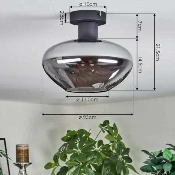 hofstein Mertola Plafonnier Fumé, 1 lumière* Lampes Modernes