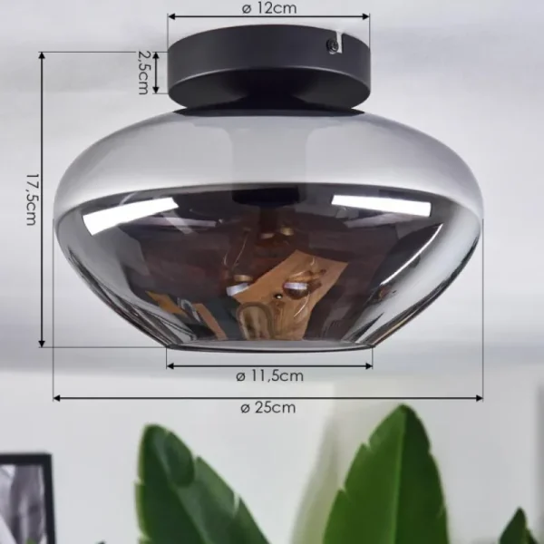 hofstein Mertola Plafonnier Fumé, 1 lumière* Lampes Modernes