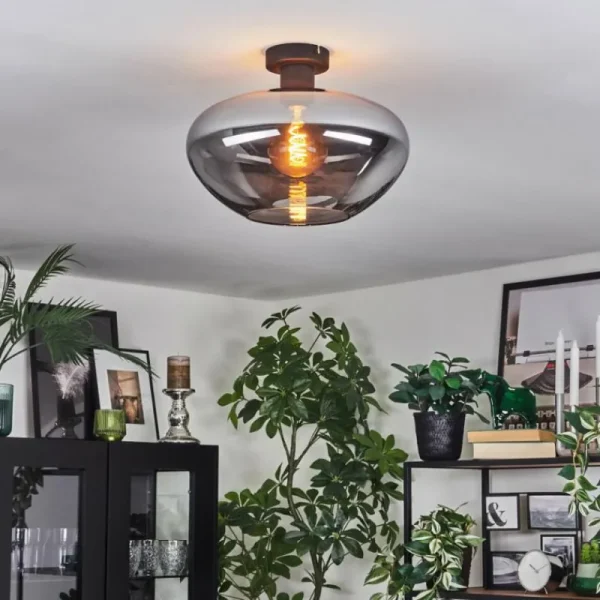 hofstein Mertola Plafonnier Fumé, 1 lumière* Lampes Modernes