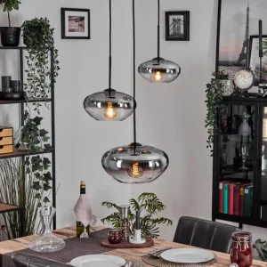 hofstein Mertola Suspension, Boule lumineuse Noir, 3 lumières* Lampes Modernes