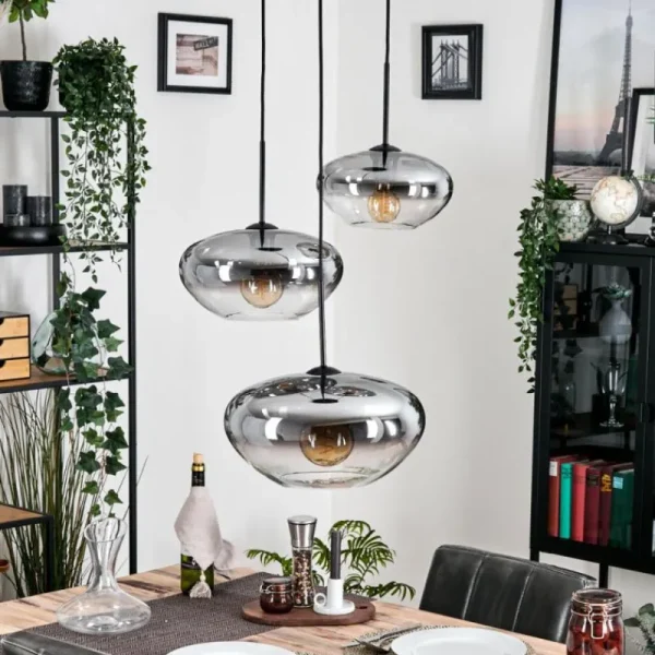 hofstein Mertola Suspension, Boule lumineuse Noir, 3 lumières* Lampes Modernes