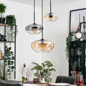 hofstein Mertola Suspension, Boule lumineuse Noir, 3 lumières* Lampes Modernes
