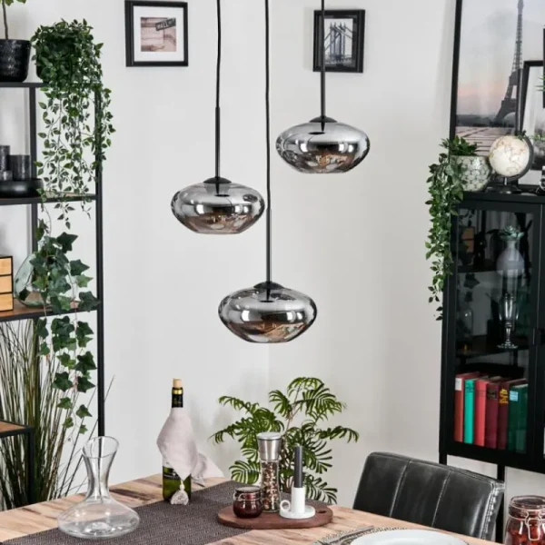 hofstein Mertola Suspension, Boule lumineuse Noir, 3 lumières* Lampes Modernes