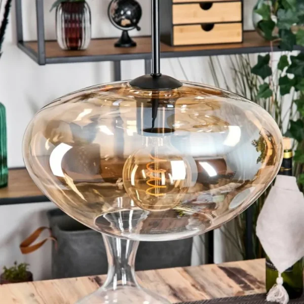 hofstein Mertola Suspension, Boule lumineuse Noir, 3 lumières* Lampes En Verre