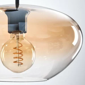 hofstein Mertola Suspension, Boule lumineuse Noir, 3 lumières* Lampes En Verre