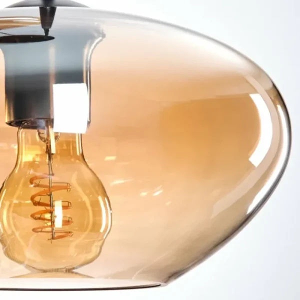 hofstein Mertola Suspension, Boule lumineuse Noir, 3 lumières* Lampes En Verre