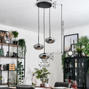 hofstein Mertola Suspension, Boule lumineuse Noir, 3 lumières* Lampes Modernes
