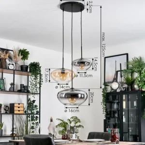 hofstein Mertola Suspension, Boule lumineuse Noir, 3 lumières* Lampes Modernes
