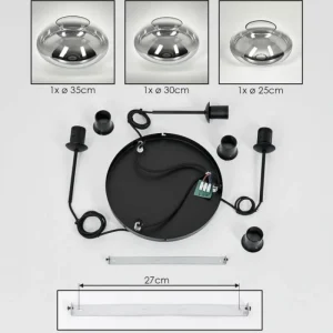 hofstein Mertola Suspension, Boule lumineuse Noir, 3 lumières* Lampes Modernes