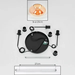 hofstein Mertola Suspension, Boule lumineuse Noir, 3 lumières* Lampes En Verre