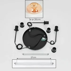 hofstein Mertola Suspension, Boule lumineuse Noir, 3 lumières* Lampes En Verre