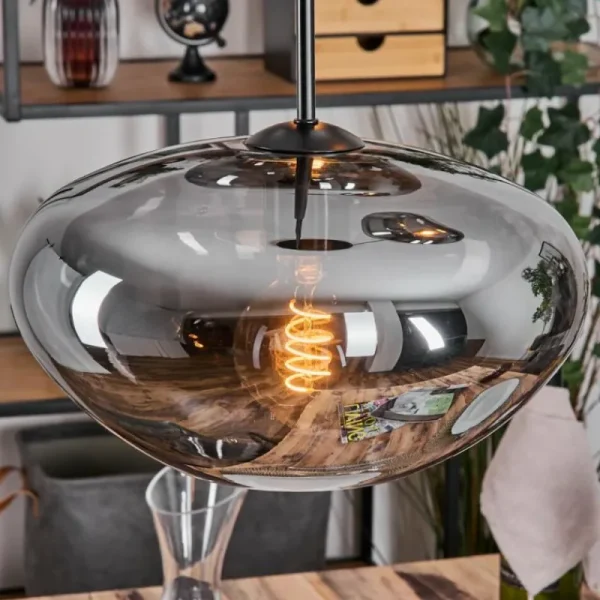 hofstein Mertola Suspension, Boule lumineuse Noir, 3 lumières* Lampes Modernes