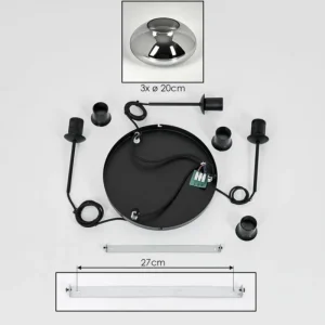 hofstein Mertola Suspension, Boule lumineuse Noir, 3 lumières* Lampes Modernes