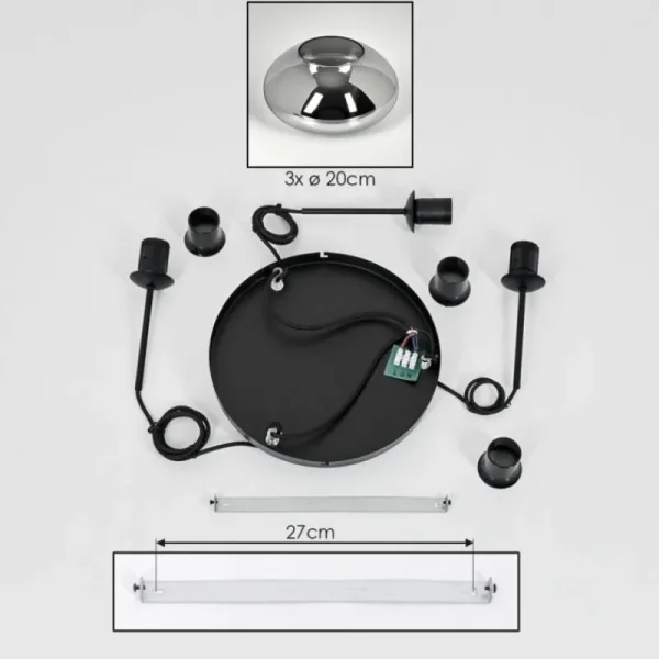 hofstein Mertola Suspension, Boule lumineuse Noir, 3 lumières* Lampes Modernes