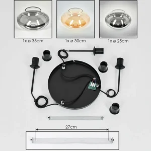 hofstein Mertola Suspension, Boule lumineuse Noir, 3 lumières* Lampes Modernes
