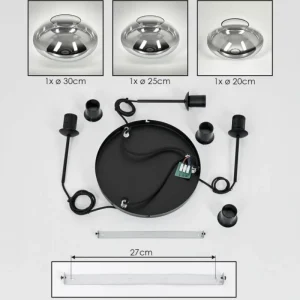 hofstein Mertola Suspension, Boule lumineuse Noir, 3 lumières* Lampes Modernes