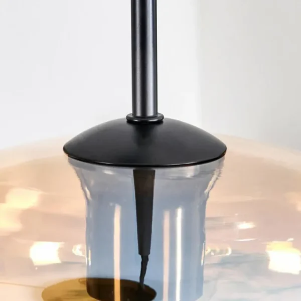 hofstein Mertola Suspension, Boule lumineuse Noir, 3 lumières* Lampes En Verre