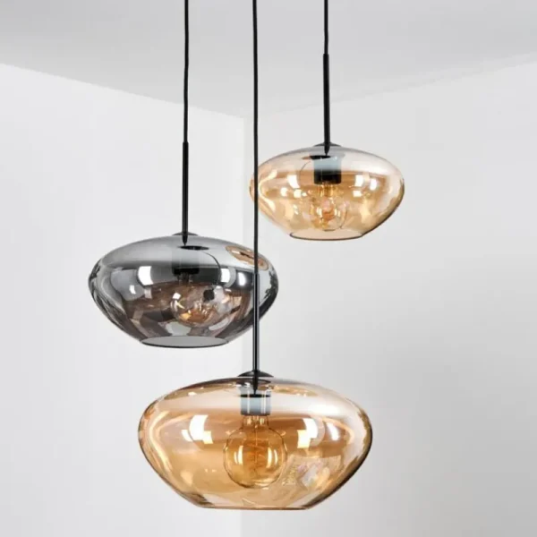 hofstein Mertola Suspension, Boule lumineuse Noir, 3 lumières* Lampes Modernes