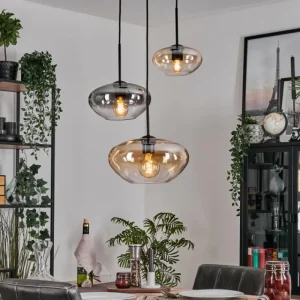 hofstein Mertola Suspension, Boule lumineuse Noir, 3 lumières* Lampes Modernes