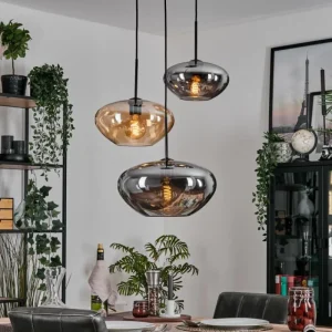 hofstein Mertola Suspension, Boule lumineuse Noir, 3 lumières* Lampes Modernes