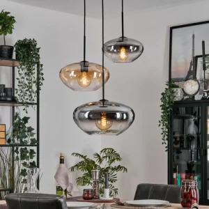 hofstein Mertola Suspension, Boule lumineuse Noir, 3 lumières* Lampes Modernes