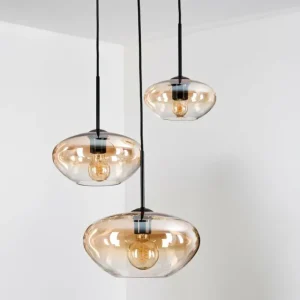 hofstein Mertola Suspension, Boule lumineuse Noir, 3 lumières* Lampes En Verre