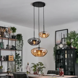 hofstein Mertola Suspension, Boule lumineuse Noir, 3 lumières* Lampes Modernes