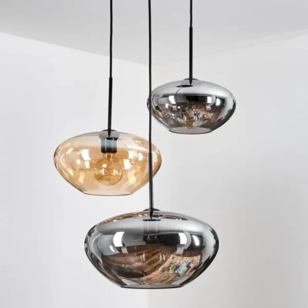 hofstein Mertola Suspension, Boule lumineuse Noir, 3 lumières* Lampes Modernes