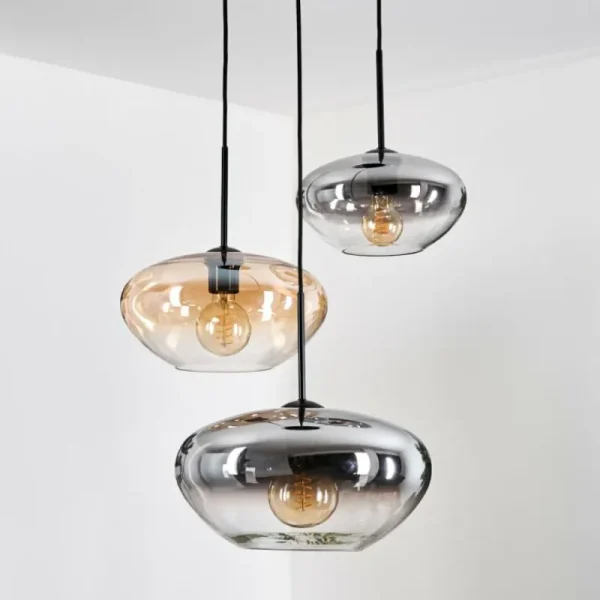 hofstein Mertola Suspension, Boule lumineuse Noir, 3 lumières* Lampes Modernes