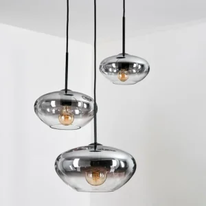 hofstein Mertola Suspension, Boule lumineuse Noir, 3 lumières* Lampes Modernes