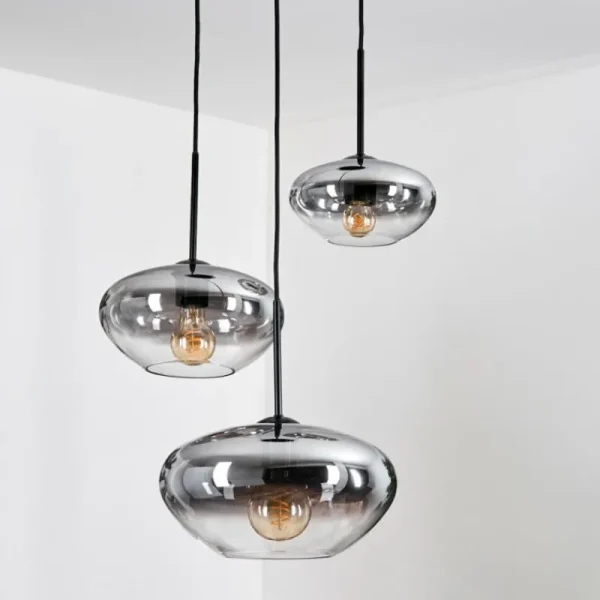 hofstein Mertola Suspension, Boule lumineuse Noir, 3 lumières* Lampes Modernes