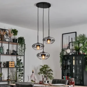 hofstein Mertola Suspension, Boule lumineuse Noir, 3 lumières* Lampes Modernes