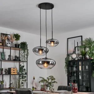 hofstein Mertola Suspension, Boule lumineuse Noir, 3 lumières* Lampes Modernes