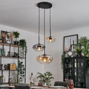 hofstein Mertola Suspension, Boule lumineuse Noir, 3 lumières* Lampes Modernes