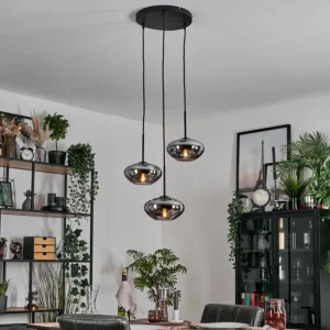hofstein Mertola Suspension, Boule lumineuse Noir, 3 lumières* Lampes Modernes