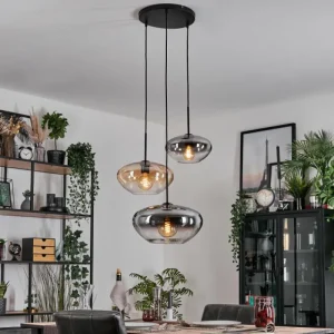 hofstein Mertola Suspension, Boule lumineuse Noir, 3 lumières* Lampes Modernes