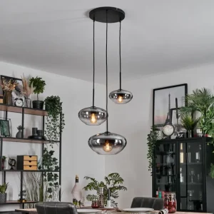 hofstein Mertola Suspension, Boule lumineuse Noir, 3 lumières* Lampes Modernes