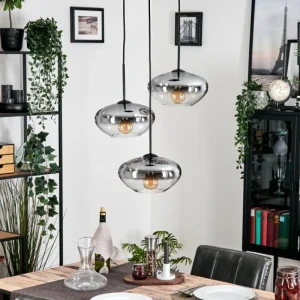 hofstein Mertola Suspension, Boule lumineuse Noir, 3 lumières* Lampes Modernes