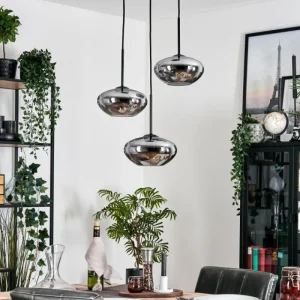 hofstein Mertola Suspension, Boule lumineuse Noir, 3 lumières* Lampes Modernes