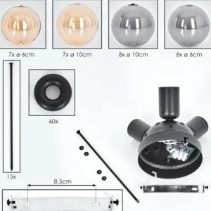hofstein Milheiros Plafonnier, Boule lumineuse Ambre, Fumé, 3 lumières* Lampes Modernes