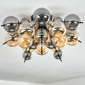 hofstein Milheiros Plafonnier, Boule lumineuse Ambre, Fumé, 3 lumières* Lampes Modernes