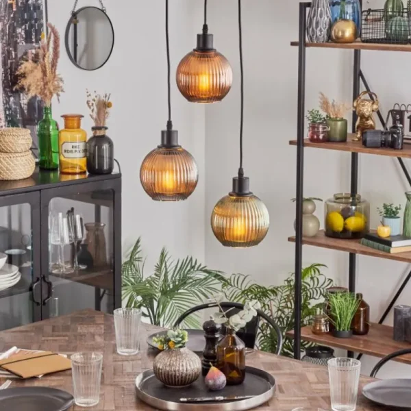 hofstein Mo Suspension Bleu, Vert, Cuivré, 3 lumières* Lampes Modernes