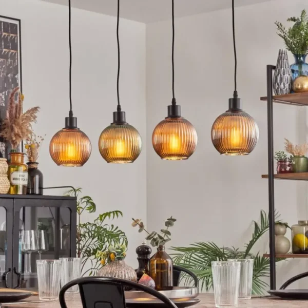 hofstein Mo Suspension Bleu, Vert, Cuivré, 4 lumières* Lampes Modernes
