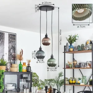 hofstein Mo Suspension Bleu, Vert, Cuivré, 3 lumières* Lampes Modernes