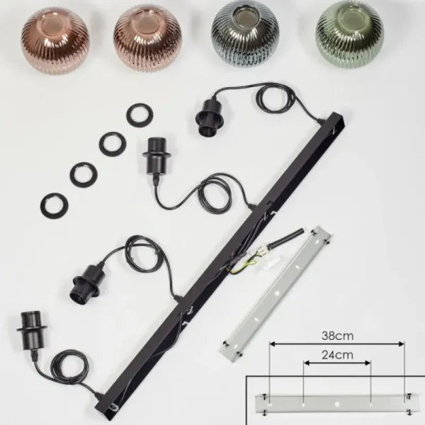 hofstein Mo Suspension Bleu, Vert, Cuivré, 4 lumières* Lampes Modernes